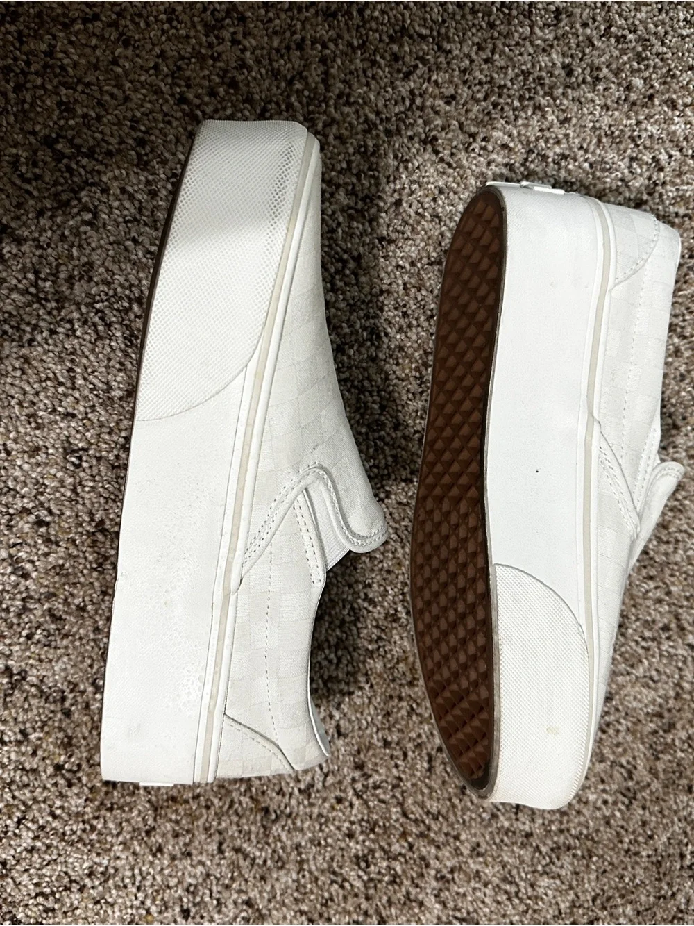 Vans Slip-On Platform Sneakers in Checkered Off-White w9/M7.5